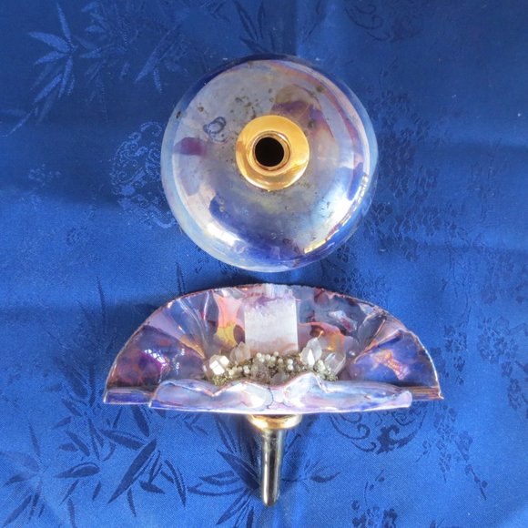 Vintage Ceramic Perfume Bottle with Stopper Exquisite Amethyst Crystal Custom - Picture 8 of 10